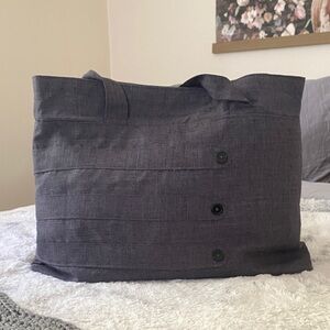 Stylish Gray Tote Bag with Button Accents